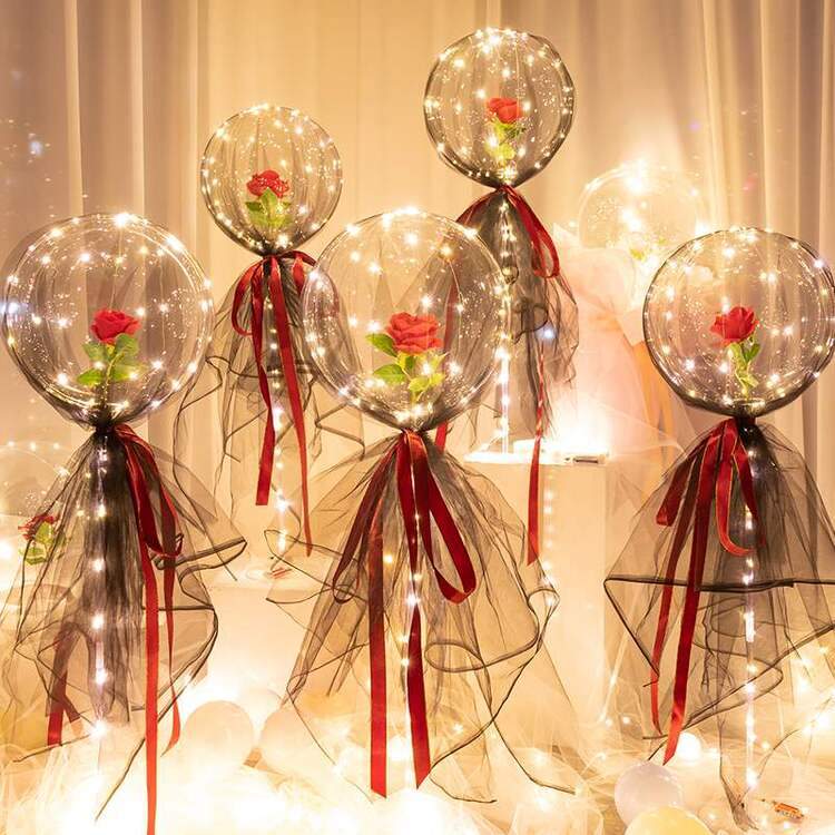 LED Lichtgevende Ballon Rozenboeket (Doe-het-zelf pakket)