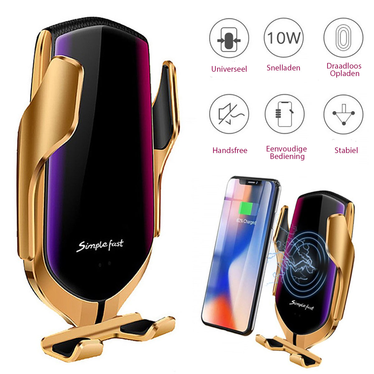 PREMIUM - Automatisch Klemmende Telefoonhouder | Draadloze Oplader