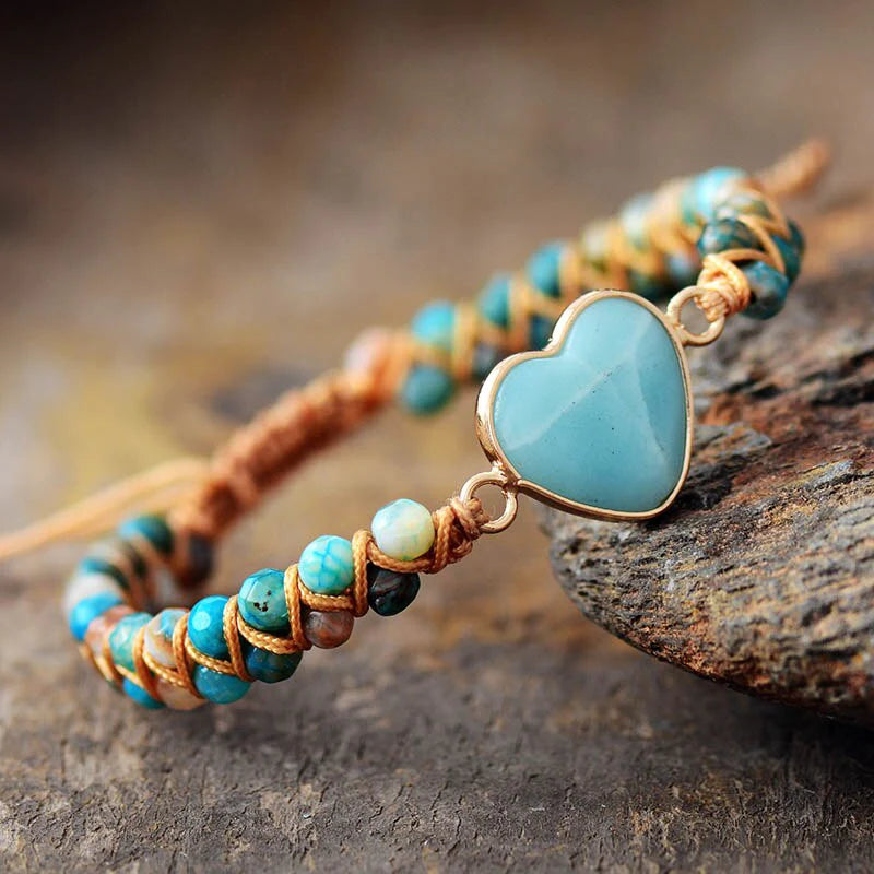Natuurlijke Amazoniet Hart Armband