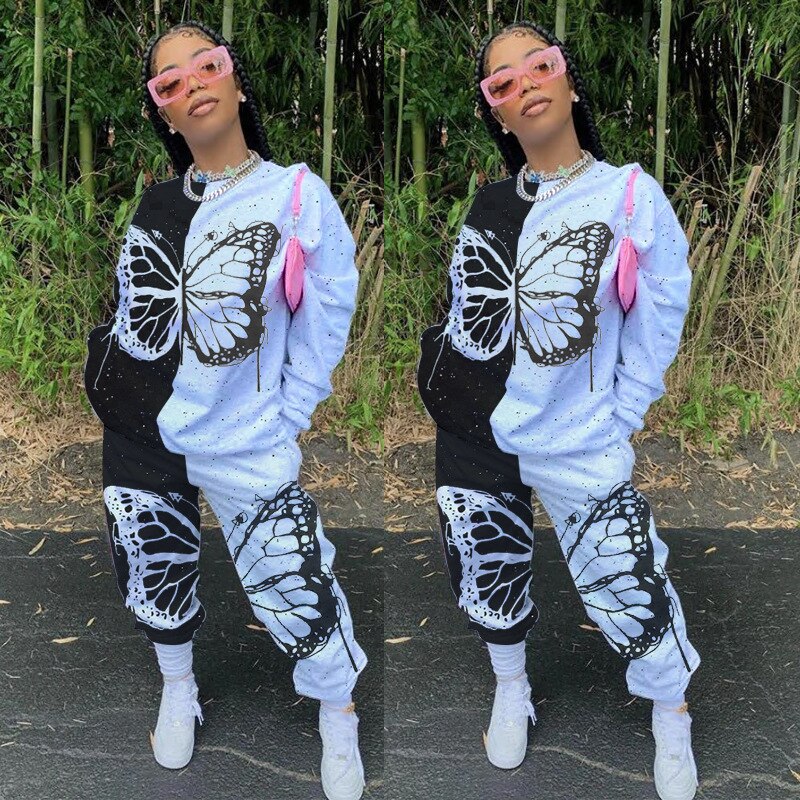 Vlinder Print Katoenen Tracksuit