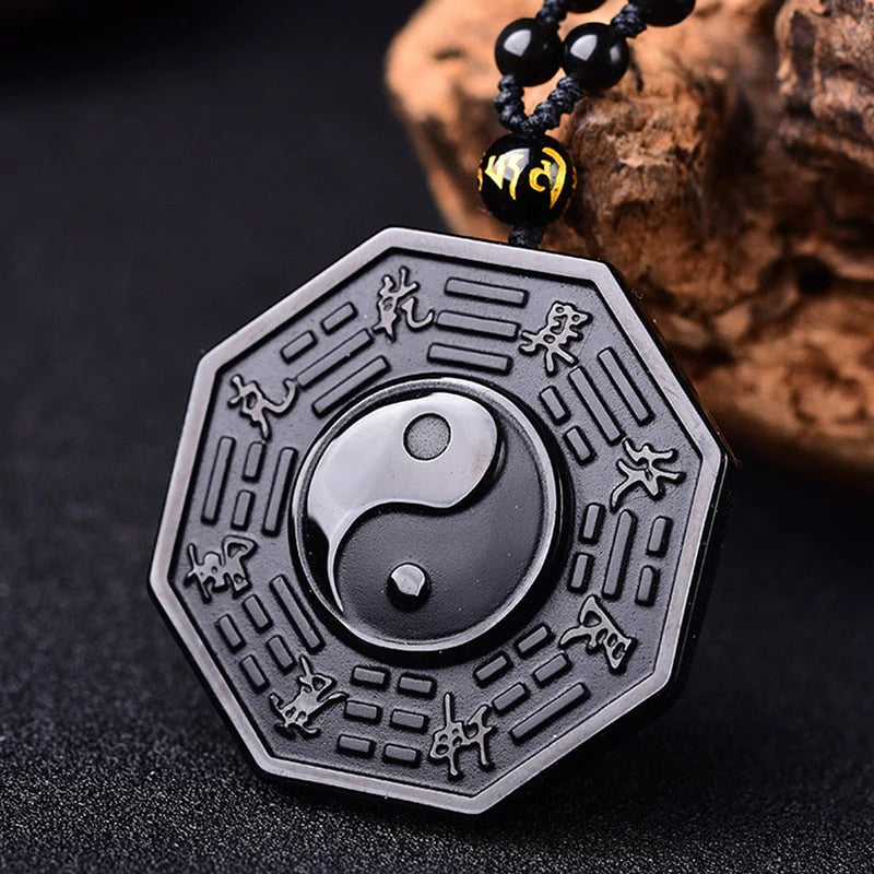 Obsidiaan Yin Yang Ketting