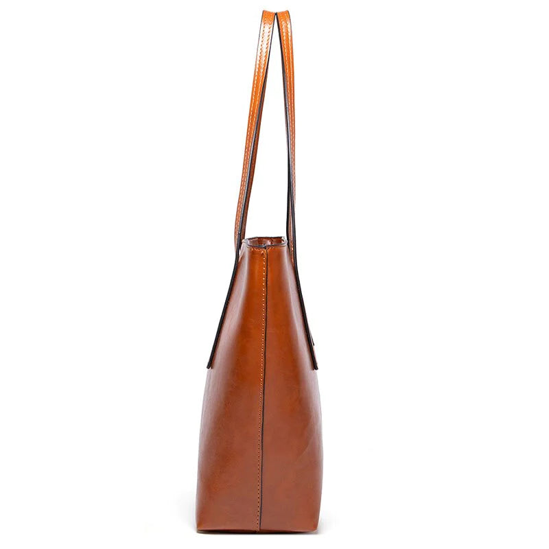 Vintage Oil Wax Leather Tote Bag