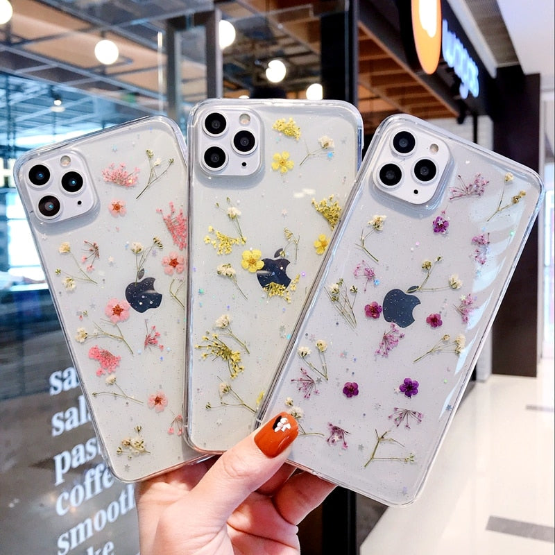 Pressed Flowers Transparant iPhone Hoesje