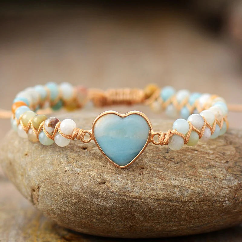 Natuurlijke Amazoniet Hart Armband
