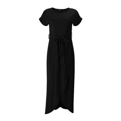 Korte Mouw Ronde Hals Maxi Jurk