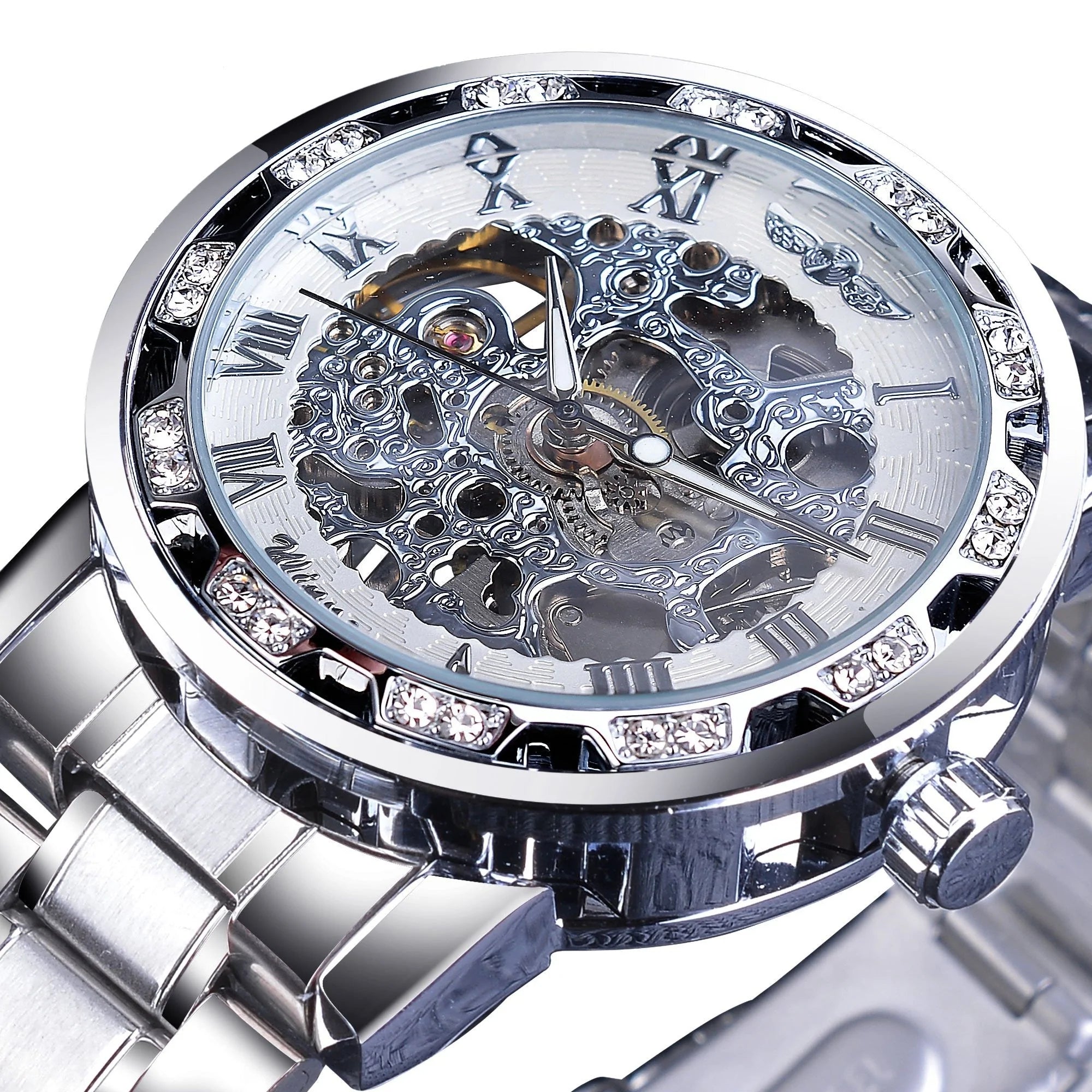 Retro lichtgevend skelet mechanisch horloge