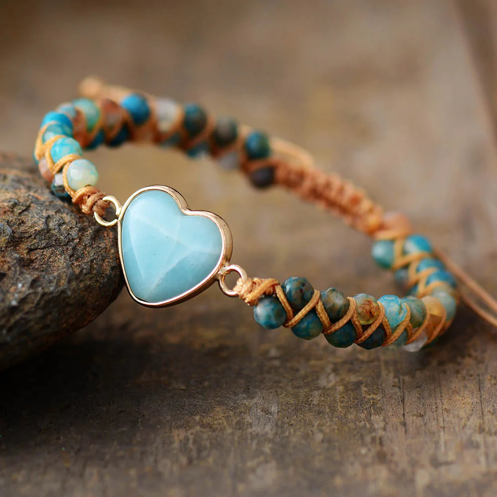 Natuurlijke Amazoniet Hart Armband