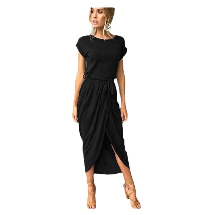 Korte Mouw Ronde Hals Maxi Jurk