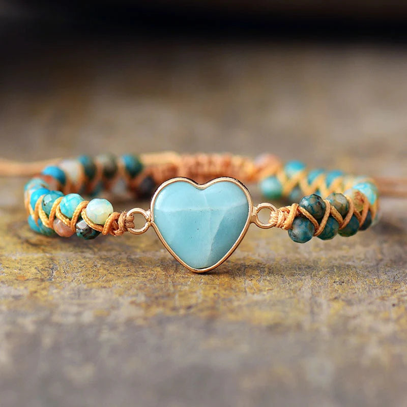 Natuurlijke Amazoniet Hart Armband