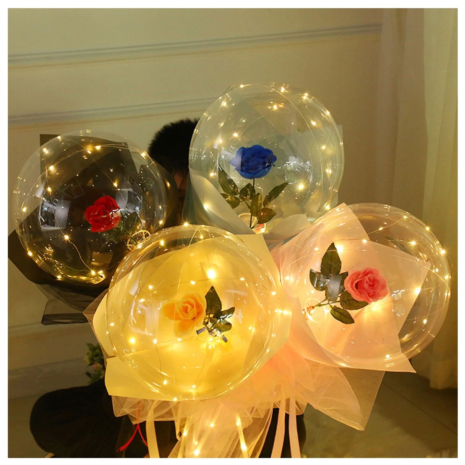 LED Lichtgevende Ballon Rozenboeket (Doe-het-zelf pakket)