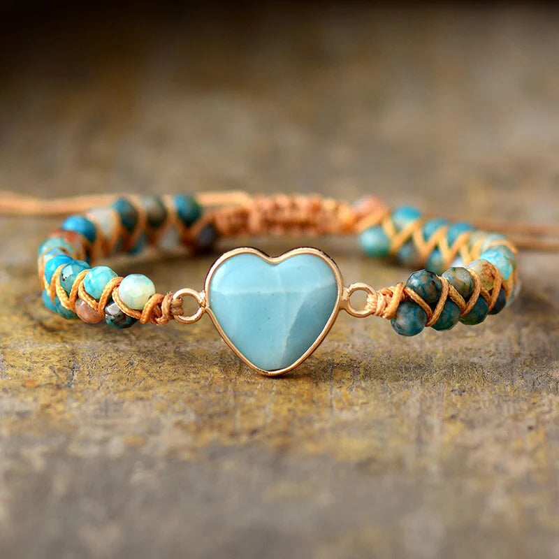 Natuurlijke Amazoniet Hart Armband