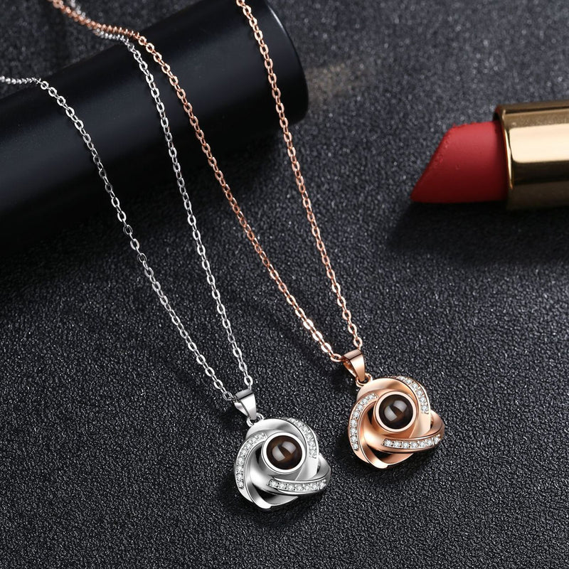 Gepersonaliseerde Rose Foto Projectie Ketting