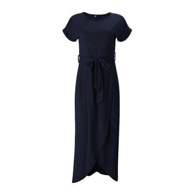 Korte Mouw Ronde Hals Maxi Jurk
