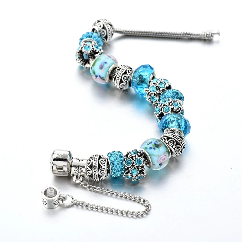 Blauwe Kristal Bedel Armband