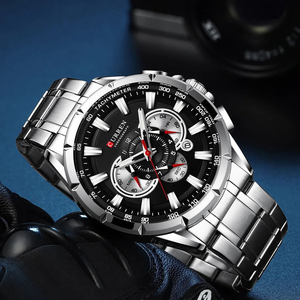 Curren 3 wijzerplaten Chronograaf Luxe Polshorloge
