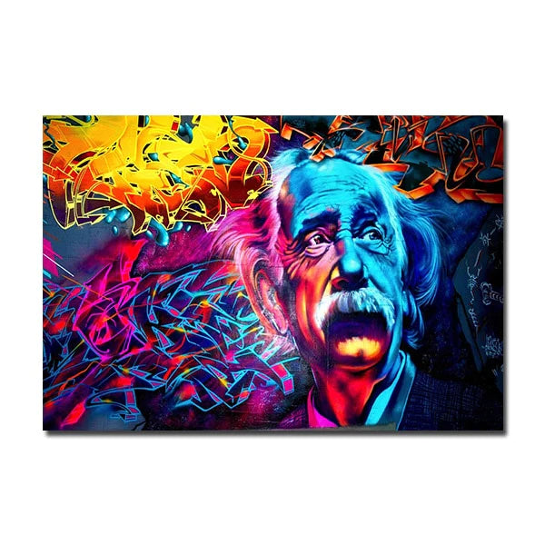 Einstein Graffiti Canvass Muurkunst