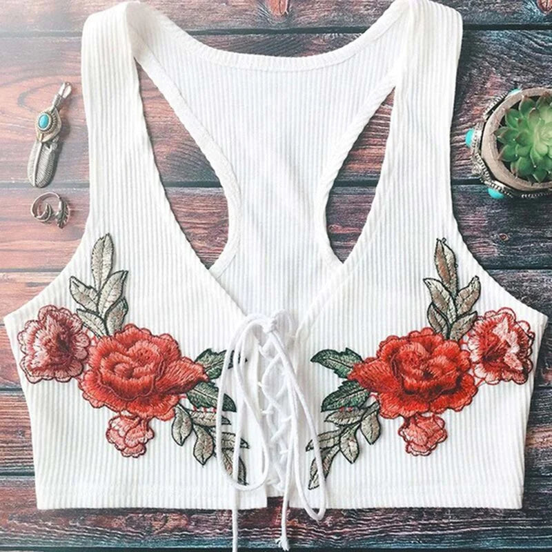 Sexy Retro Geborduurde Strappy Top