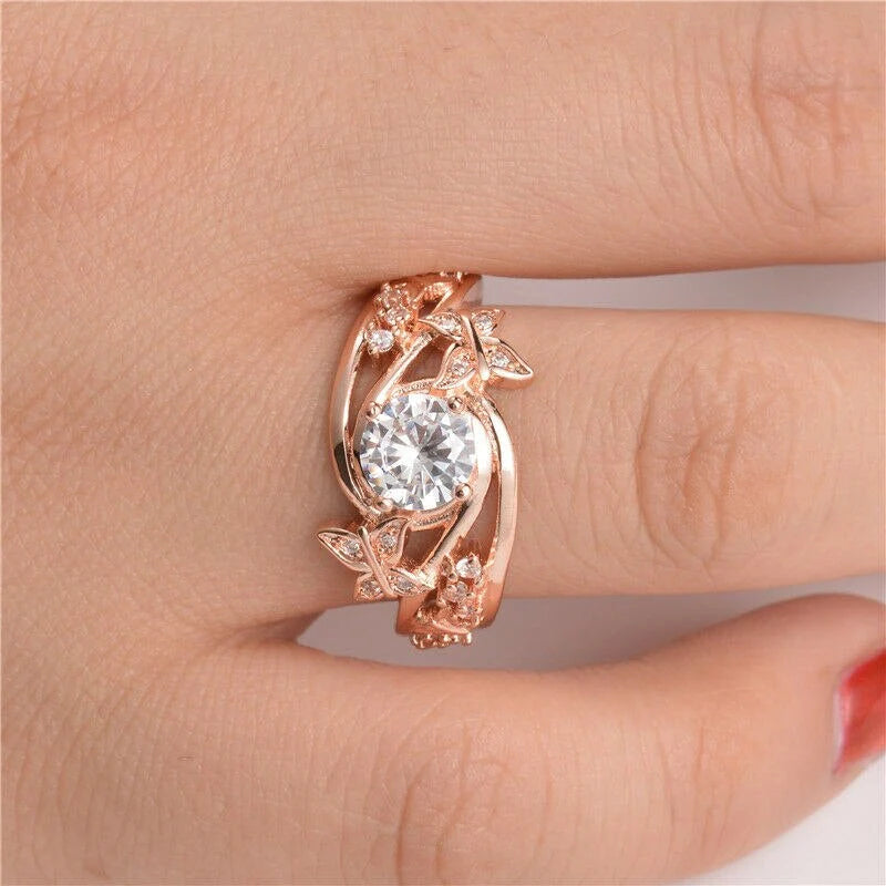 Holle Bergkristallen Vlinder Bloem Ring