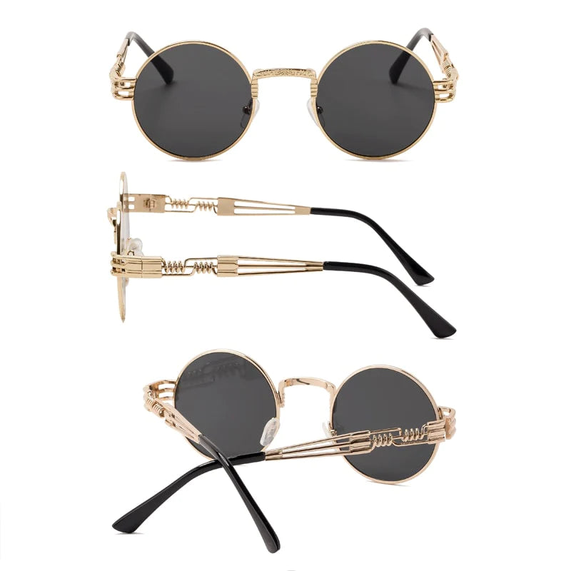 Steampunk Ronde Metalen Zonnebril