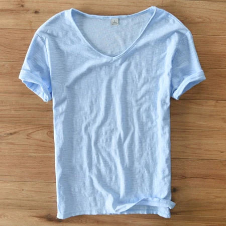 Mannen V-hals Linnen Katoenen Shirt