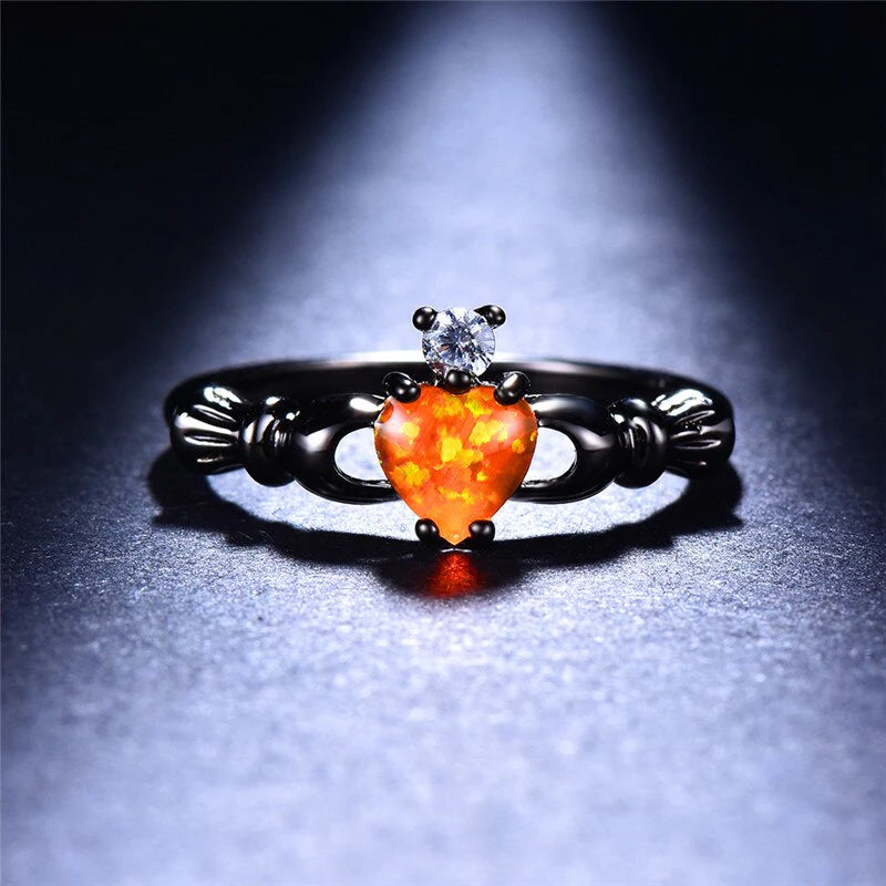 Fire Opaal Hart Ring