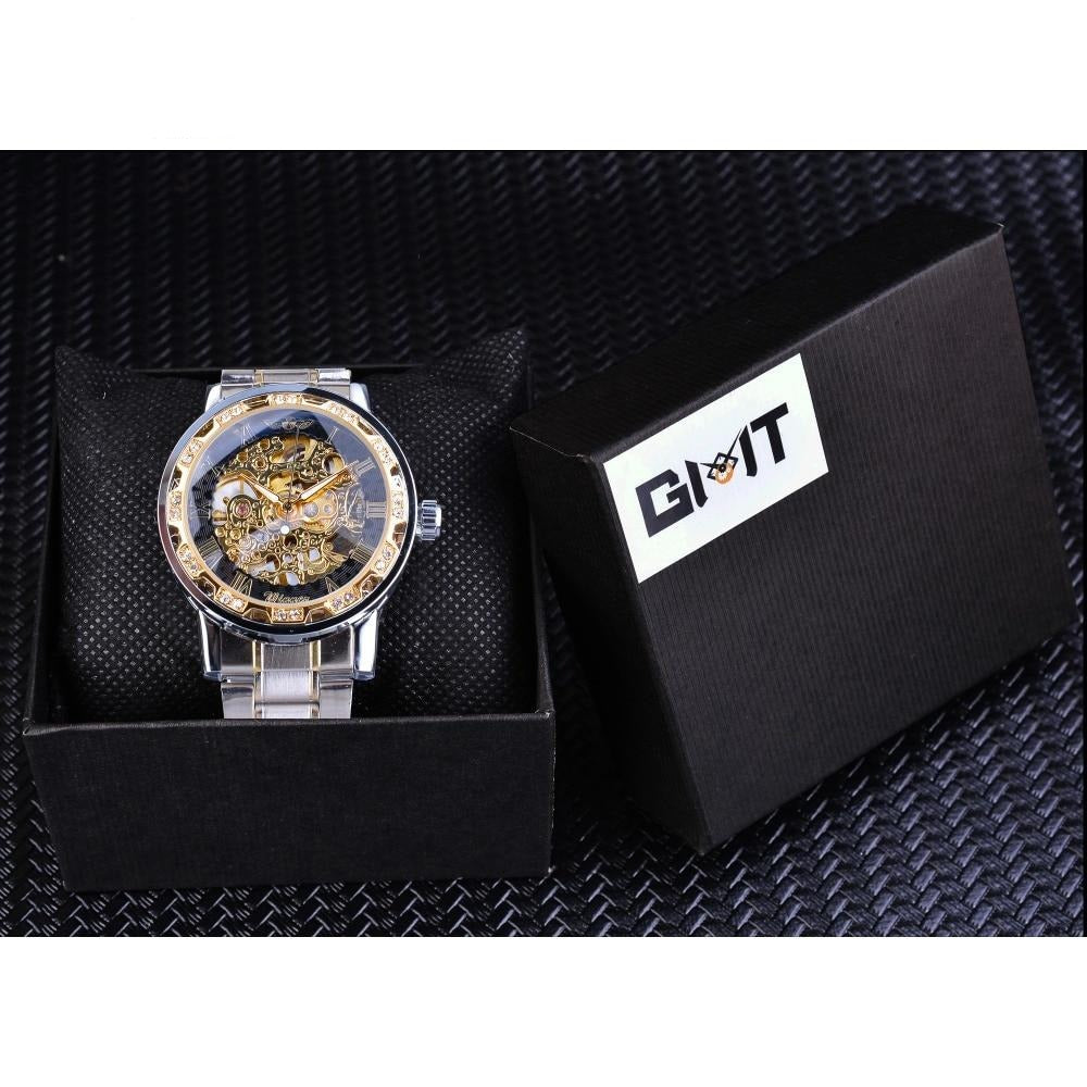 Retro lichtgevend skelet mechanisch horloge