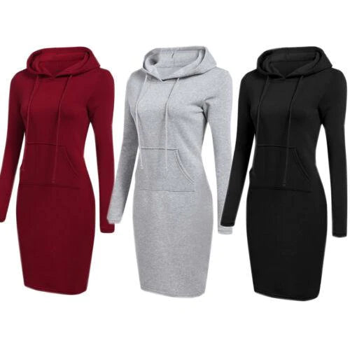 Slanke Pullover Hoodie Jurk