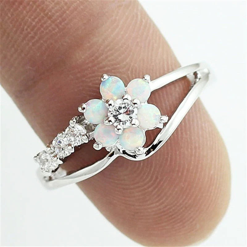 Bloem Opaal Kristal Ring