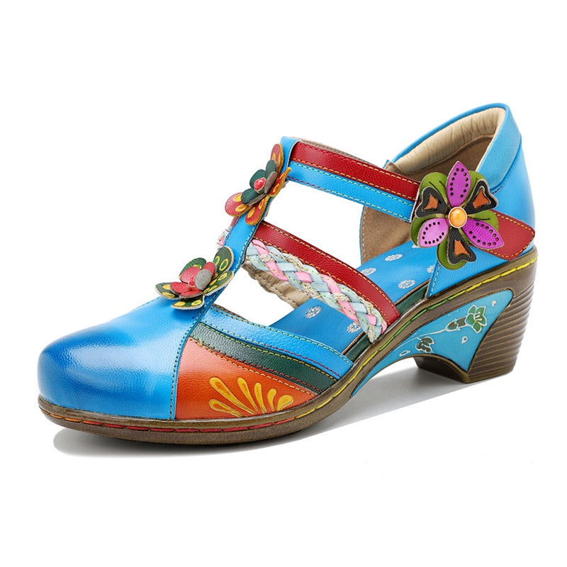 Retro Kleurrijke Leren Sandalen