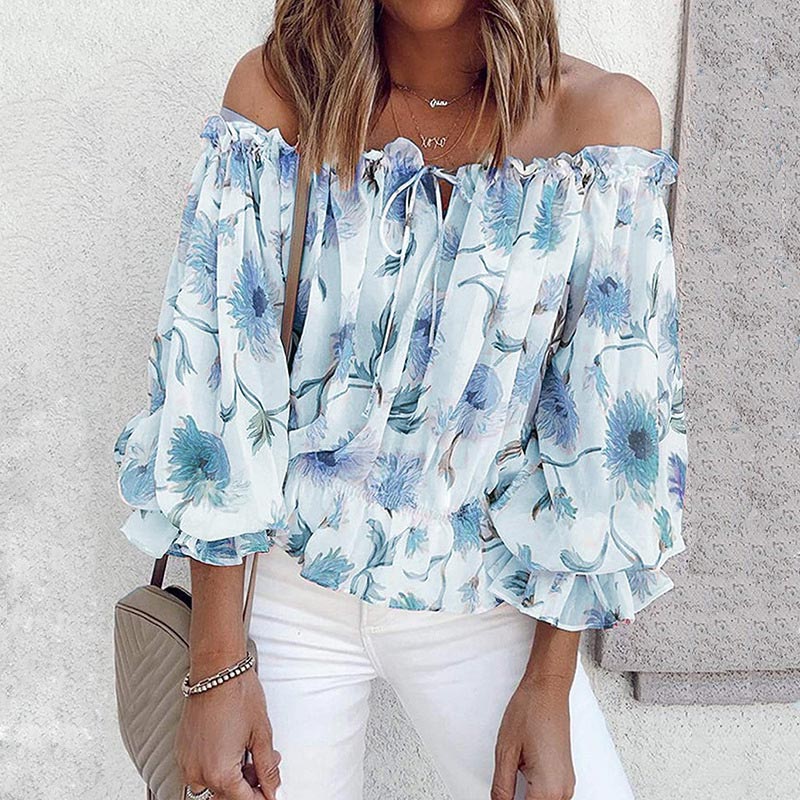 Bloemen Blouse met Ruches Mouwen