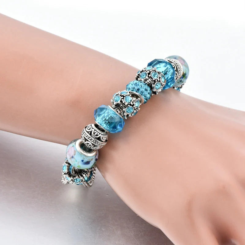 Blauwe Kristal Bedel Armband