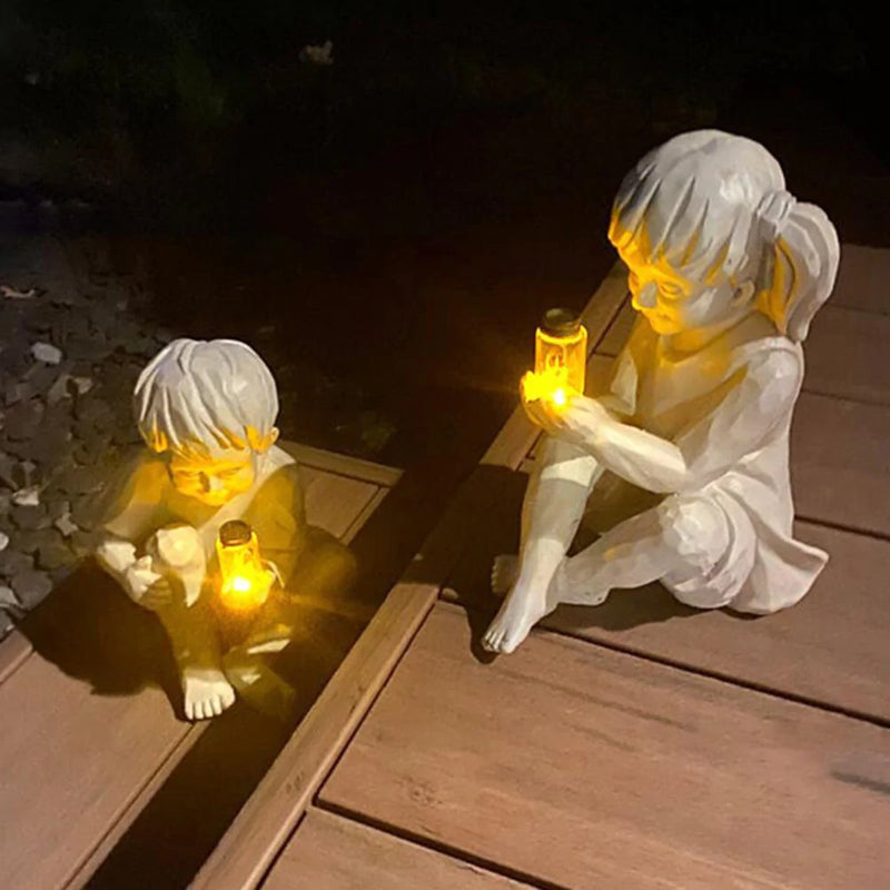 Kinderen met Zonnevlammetjes Tuinbeelden