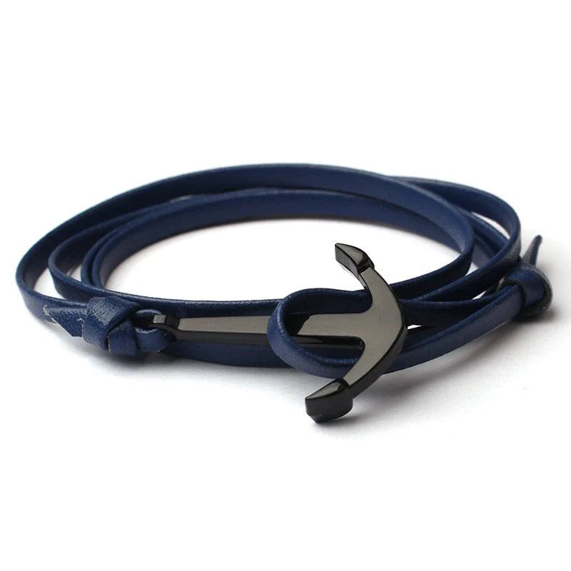 Mannen Leren Anker Armband