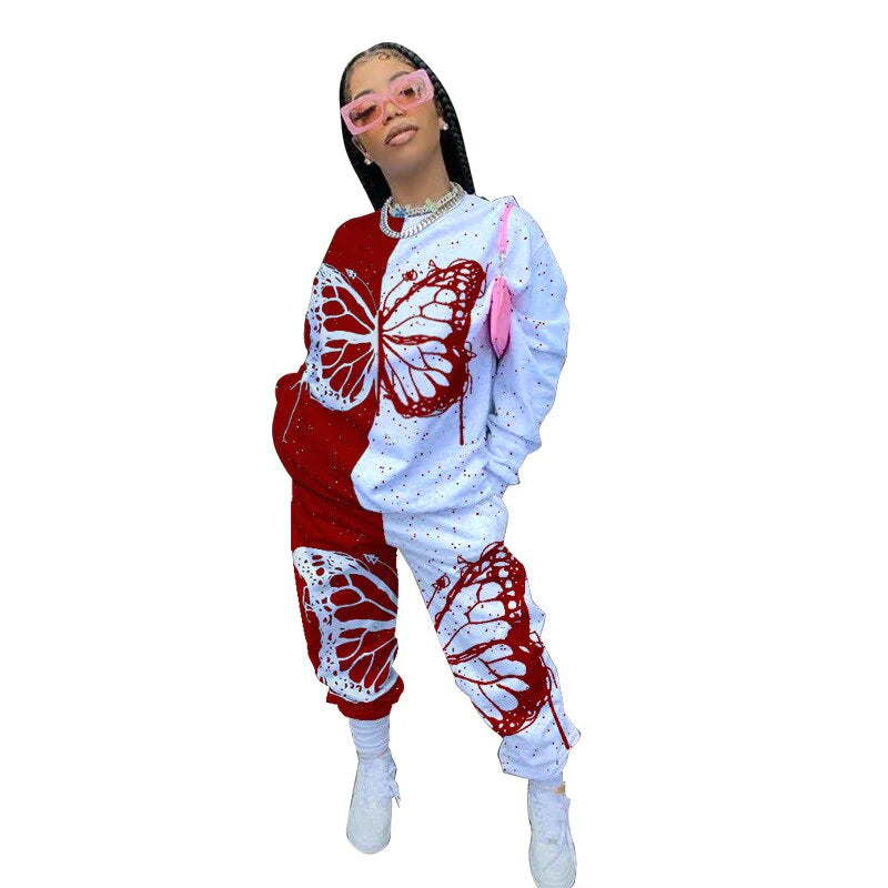 Vlinder Print Katoenen Tracksuit