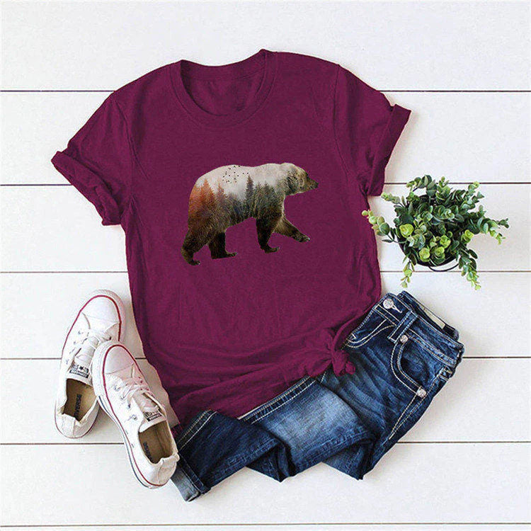 Vrouwen Katoenen Beer Tee