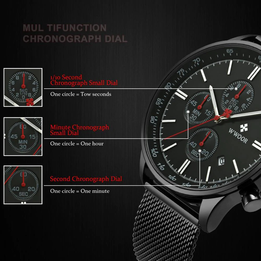 Ultra-dun Chronograaf Polshorloge