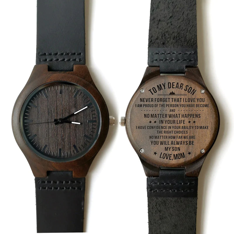 You Will Always Be My Son Gegraveerd Houten Horloge