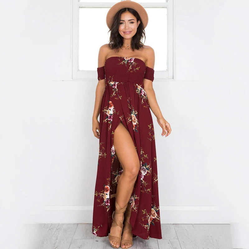 Bloemenprint Off-The-Shoulder Wrap Maxi Dress