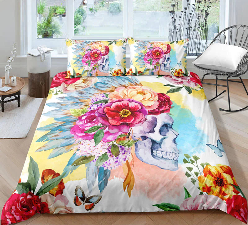 Bloemen Schedel Beddengoed Set
