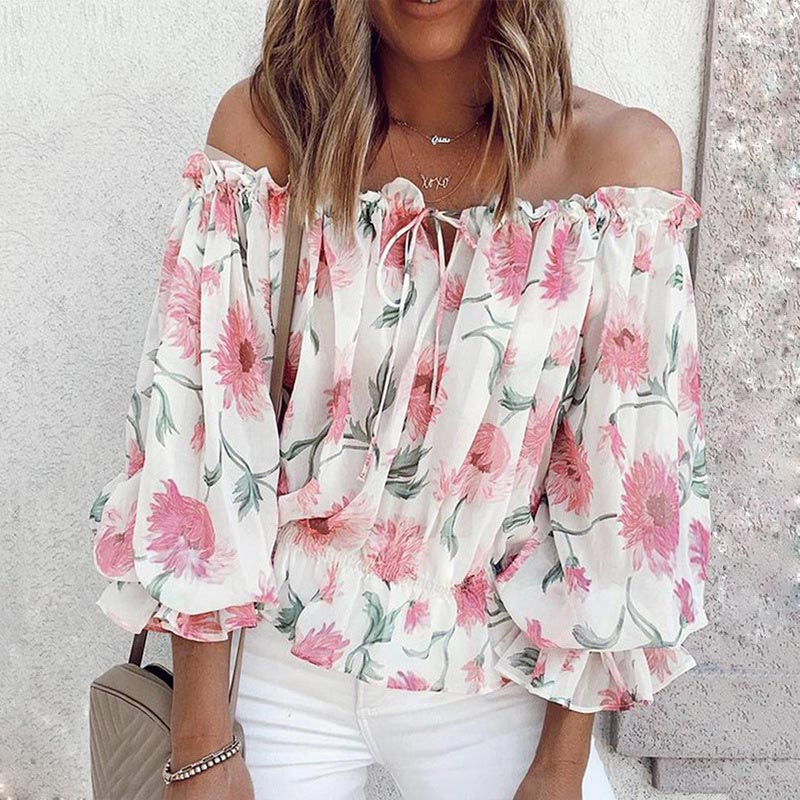 Bloemen Blouse met Ruches Mouwen