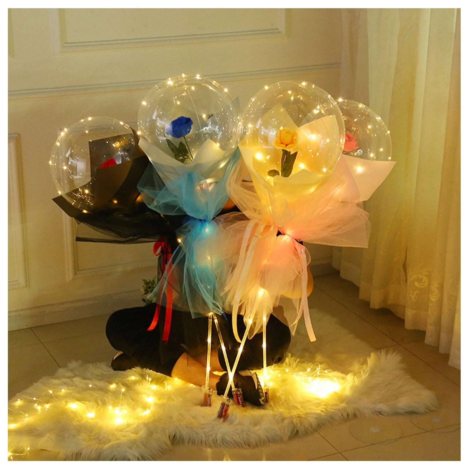 LED Lichtgevende Ballon Rozenboeket (Doe-het-zelf pakket)
