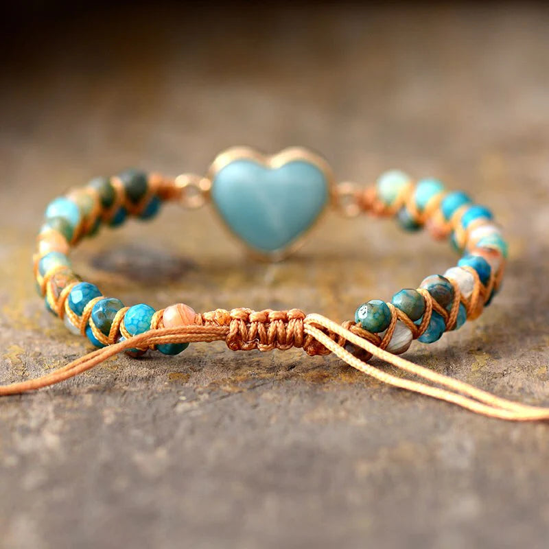 Natuurlijke Amazoniet Hart Armband