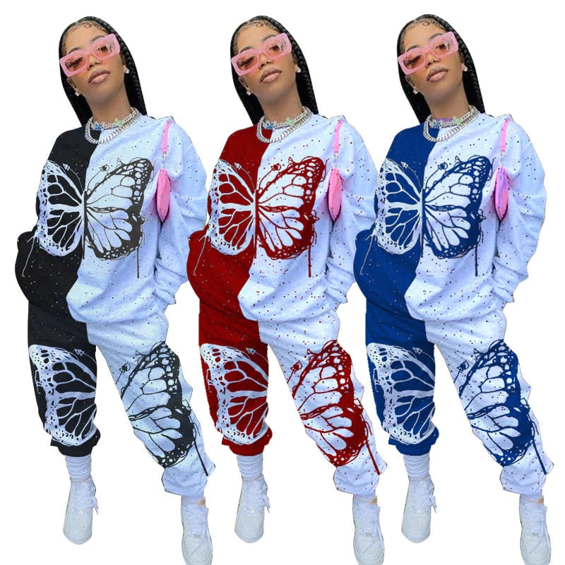 Vlinder Print Katoenen Tracksuit