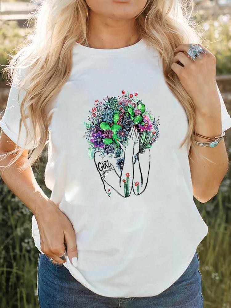 Vrouwen Korte Mouw Bedrukt T-shirt