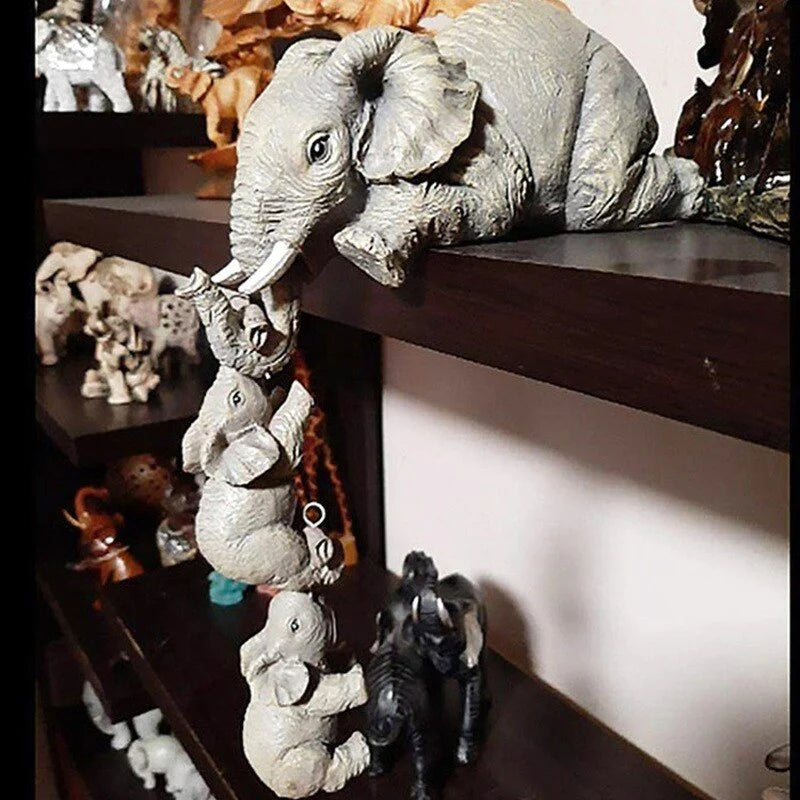 Moeder en baby olifanten beeldje