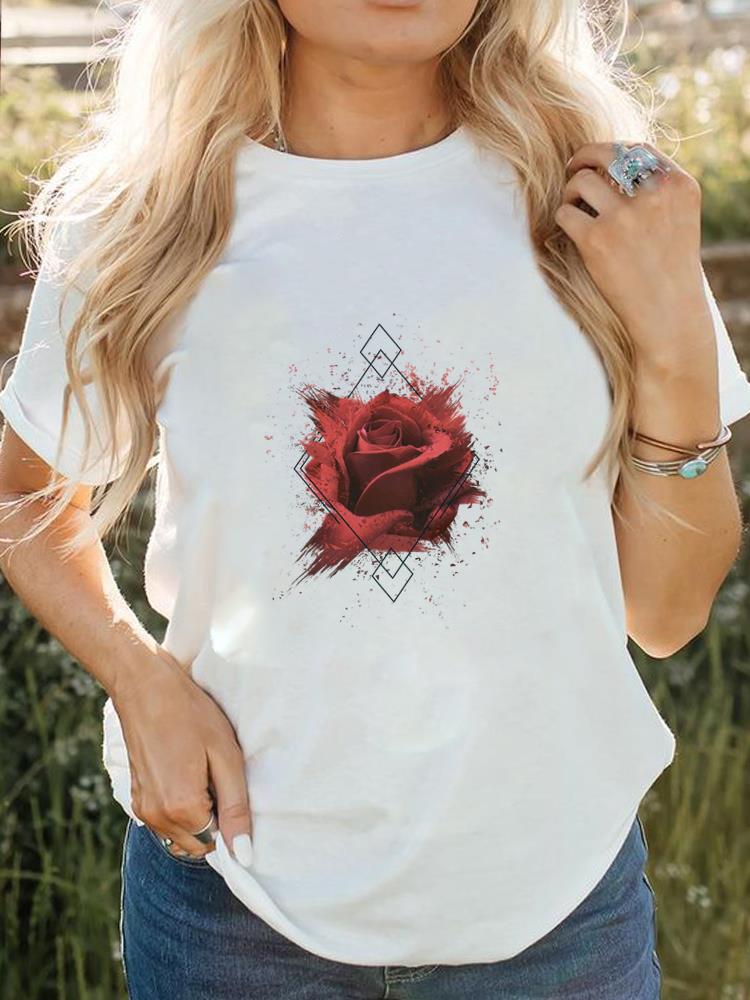Vrouwen Korte Mouw Bedrukt T-shirt