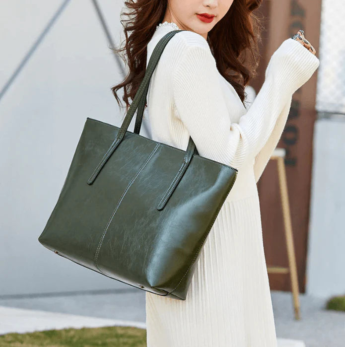 Vintage Oil Wax Leather Tote Bag