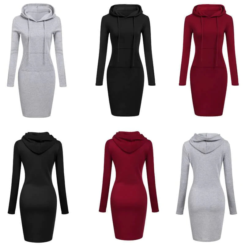 Slanke Pullover Hoodie Jurk
