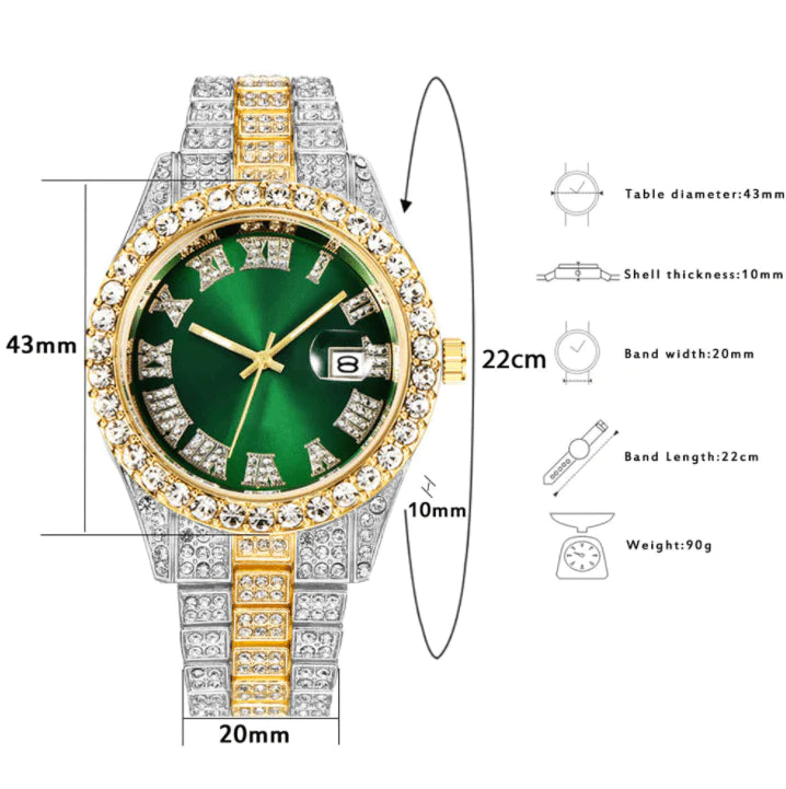 Fully Iced Out Roman Numerals Watch