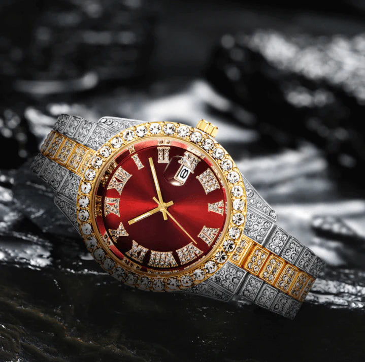 Fully Iced Out Roman Numerals Watch